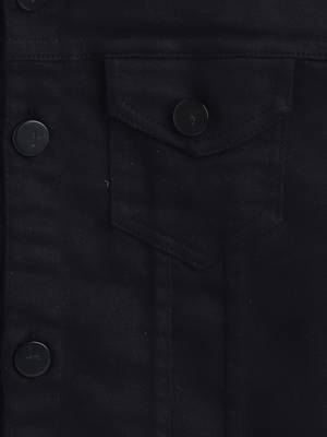 Black solid denim front pocket jacket 3