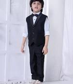 Black polka dot printed shirt with jacket 3 piece suit