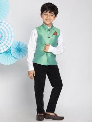  Green Nehru Jacket for boys 5