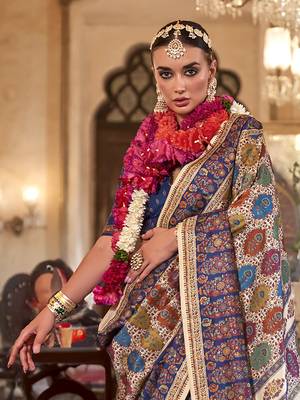 beige poly viscose silk floral pashmina saree 3