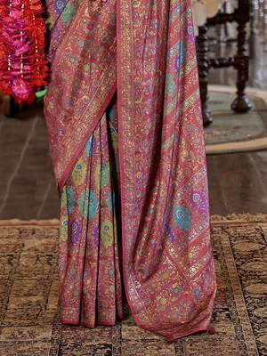 maroon poly viscose silk floral pashmina saree 4
