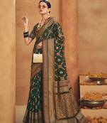 dark green poly viscose georgette woven banarasi designer saree