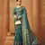 teal poly viscose georgette woven banarasi designer saree