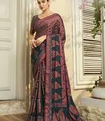 teal poly viscose georgette geometric pattern banarasi saree