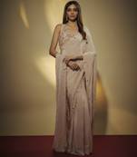 Pre draped cutdana and sequins hand embroidered saree