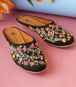 women's embellished embroidered canvas upper slip on mojaris