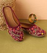 women's embellished embroidered canvas upper slip on mojaris