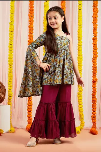  girls' grey tunic and sharara