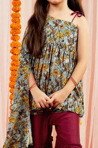  girls' grey tunic and sharara