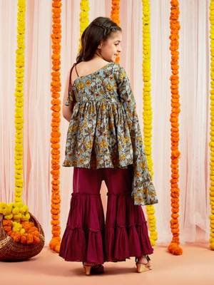  girls' grey tunic and sharara 4