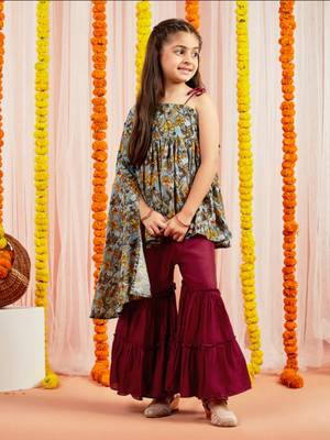  girls' grey tunic and sharara 5