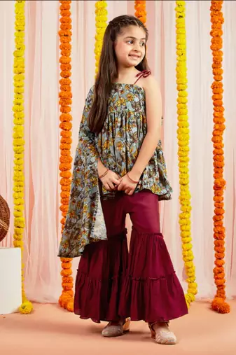  girls' grey tunic and sharara