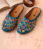 women's embellished embroidered canvas upper slip on mojaris
