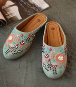 women's embellished embroidered canvas upper slip on mojaris