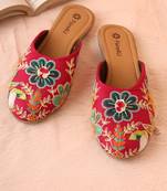 women's embellished embroidered canvas upper slip on mojaris