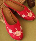 women's embellished embroidered canvas upper slip on mojaris