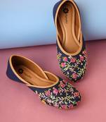 women's embellished embroidered canvas upper slip on mojaris