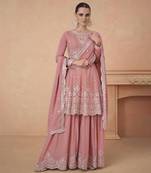 Peach chiffon embroidery designer redymade suit