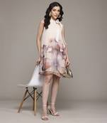 Peach evie short dress by label ritu kumar