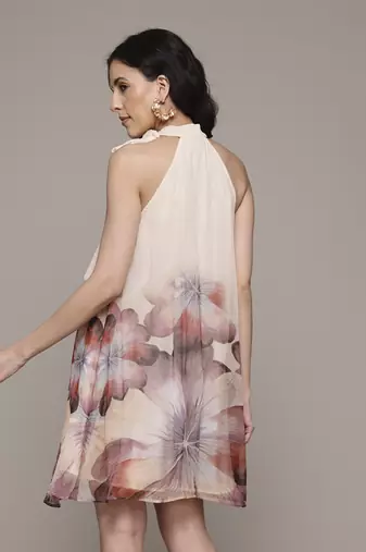 Peach evie short dress by label ritu kumar