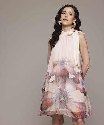 Peach evie short dress by label ritu kumar 5