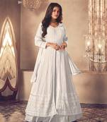 White Georgette Sequins Embroidered Wedding Wear Skirt Kameez