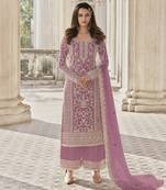 Light-purple embroidered net salwar