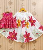 Floral printed lehenga with kedia style blouse