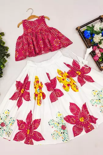 Floral printed lehenga with kedia style blouse