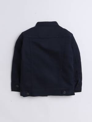 navy blue printed t-shirt with front pocket denim jacket 2