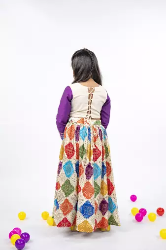 off white embroidered lehenga with yellow dupatta