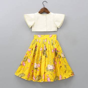 Floral printed lehenga with embroidered ruffle blouse 2