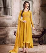 Yellow Faux Georgette Gold Embroidered Anarkali Salwar Suit