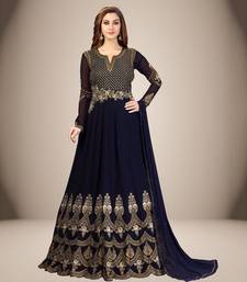Blue Georgette Embroidered Anarkali Party Wear Kurta Pant with Dupatta Salwar Suit Set