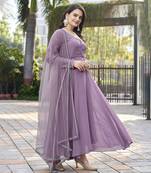 Mauve Soft Faux Georgette Plain Salwar Suit
