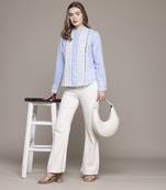 Powder blue carmella shirt by label ritu kumar