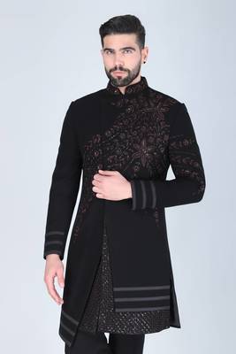 Black hand embroidered designer indowestern 2