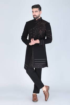 Black hand embroidered designer indowestern 3