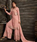 Pink embroidery & sequins work silk salwar kameez