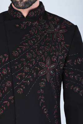 Black hand embroidered designer indowestern 4
