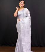 Silver tissue art silk saree