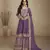 Designer purple chinon silk embroidered palazzo suit