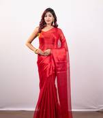 Red tissue art silk saree