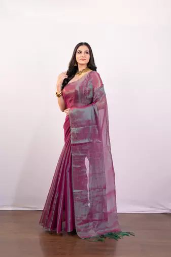 Dual tone tissue art silk saree