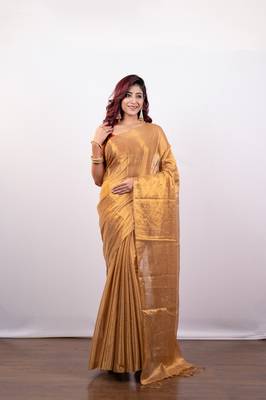 Golden tissue art silk saree 1