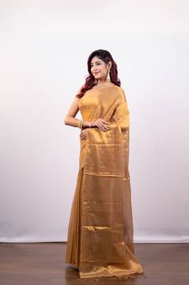 Golden tissue art silk saree 2