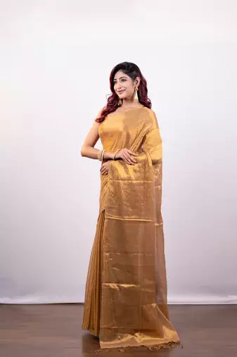 Golden tissue art silk saree