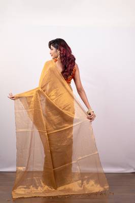 Golden tissue art silk saree 3