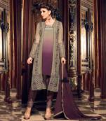 Multicolor zari embroidery and dimond work georgette straight pant- full stitched