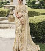 Off white viscose tussar jacquard with anmol zari